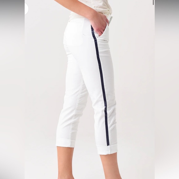 SUNDRY Women's Stripe Rollup Trouser Pants Asymmetrical Color Side Stripes - Picture 2 of 15